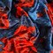 Navy and Red Floral Print Stretch Panne Velour Fabric By the Yard